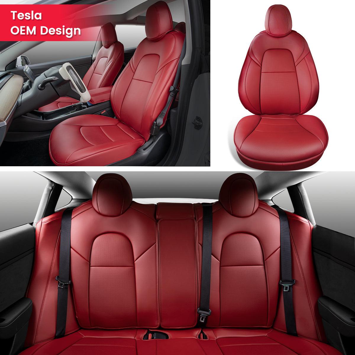 TAPTES Red Seat Covers for Tesla Model 3, Red Seat Protectors for Tesla Model 3