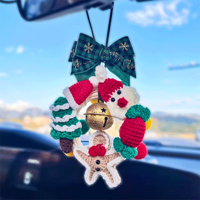 TAPTES® Car Rearview Mirror Christmas Wreath Pendant Decoration for Tesla Model S/3/X/Y/Cybertruck