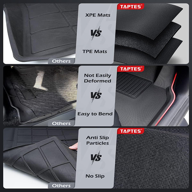 TAPTES® Floor Mats for Tesla Model Y 7 Seater 2021-2023 2024, Rear Trunk Mats & Front Trunk Mats