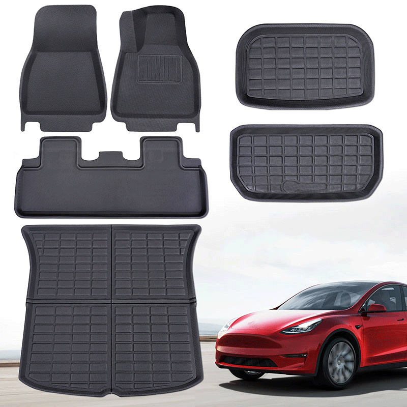 TAPTES Right-Hand Drive Floor Mats for 2021-2023 2024 Tesla Model Y, Rear & Front Trunk Mats