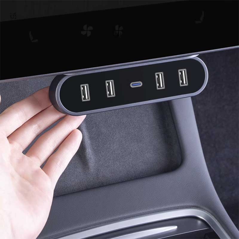 TAPTES Folding USB Hud for Model Y Model 3 Under Central Control Screen Expansion Dock