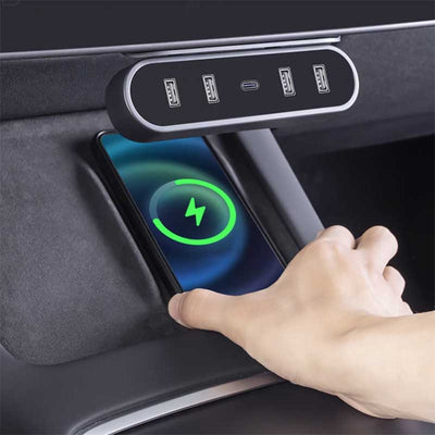 TAPTES Folding USB Hud for Model Y Model 3 Under Central Control Screen Expansion Dock