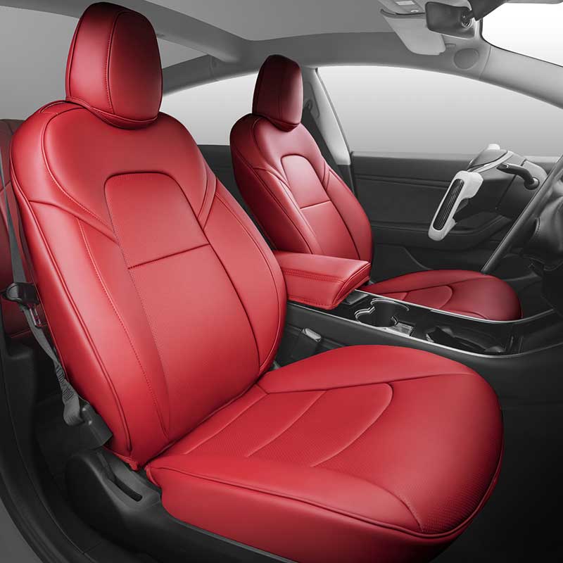 TAPTES Red Seat Covers for Tesla Model 3, Red Seat Protectors for Tesla Model 3