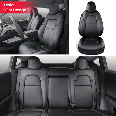 TAPTES® Black Seat Covers for Tesla Model Y 2020-2024 2025, Full Set Seat Protectors for 5 Seater Model Y