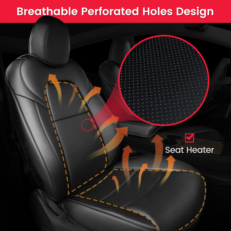 TAPTES® Black Seat Covers for Tesla Model Y 2020-2024 2025, Full Set Seat Protectors for 5 Seater Model Y