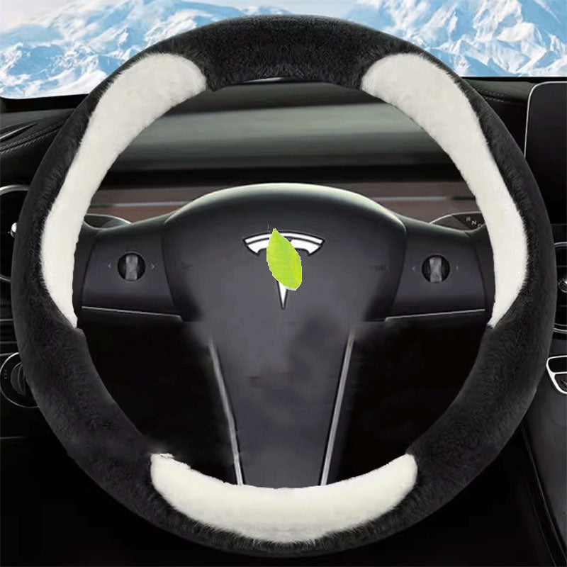 TAPTES Winter Fluffy Steering Wheel Cover for Tesla Model Y Model 3