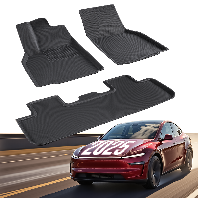 TAPTES Exclusive All-Weather Floor Mats for 2025-2026 Tesla Model Y Juniper. 3-Piece Set Includes Driver, Passenger, and Second Row Floor Mats for the 2025 Tesla Model Y