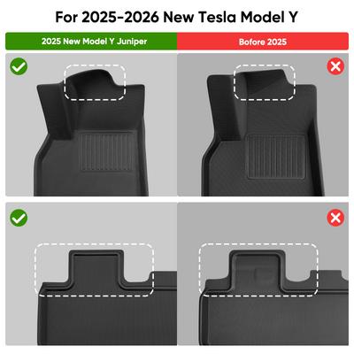 TAPTES Exclusive All-Weather Floor Mats for 2025-2026 Tesla Model Y Juniper. 3-Piece Set Includes Driver, Passenger, and Second Row Floor Mats for the 2025 Tesla Model Y