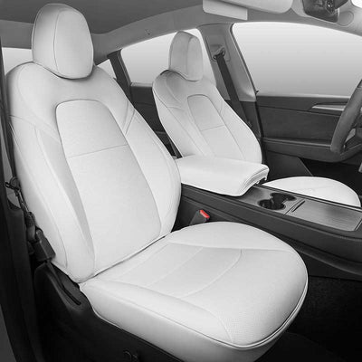 TAPTES® White Seat Covers for Tesla Model Y 2024 2023-2020, White Leather Seat Protectors for 5 Seat Tesla Model Y