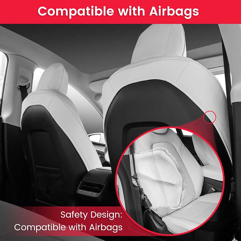 TAPTES® White Seat Covers for Tesla Model Y 2024 2023-2020, White Leather Seat Protectors for 5 Seat Tesla Model Y