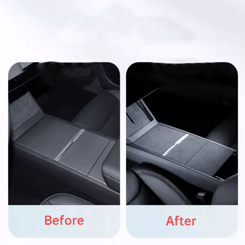 TAPTES® Alcantara Center Console & Cup Holder Stickers in Black Color for Tesla Model 3 Highland 2024 2025