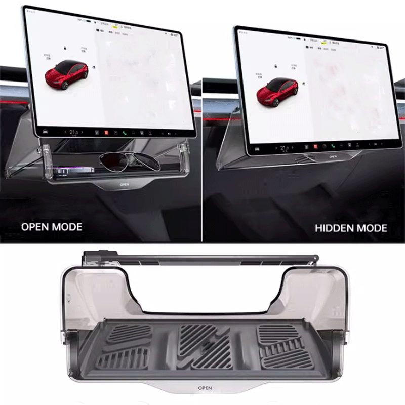 TAPTES® Folding Under Central Control Screen Storage Organizer for Tesla Model Y Model 3