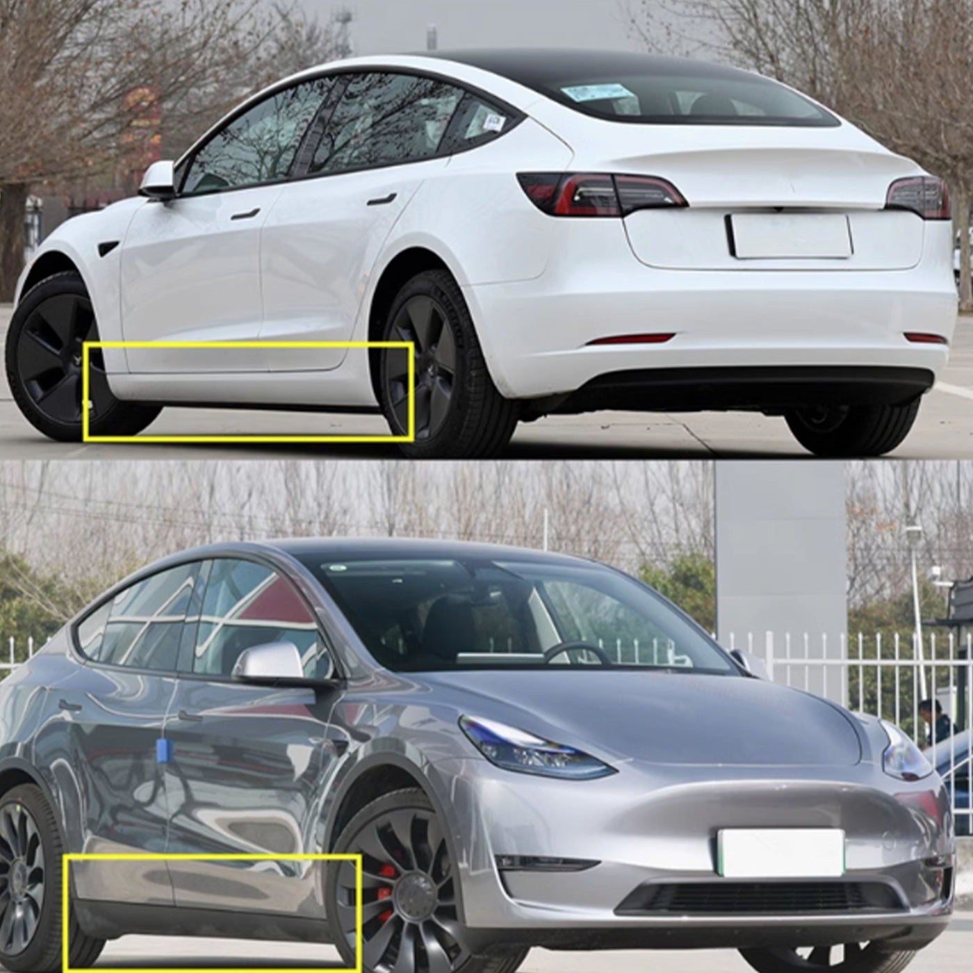 TAPTES® Anti Collision Door Dide Skirt Panel Protectors for 2017-2023 Tesla Model 3 / 2017-2024 Model Y