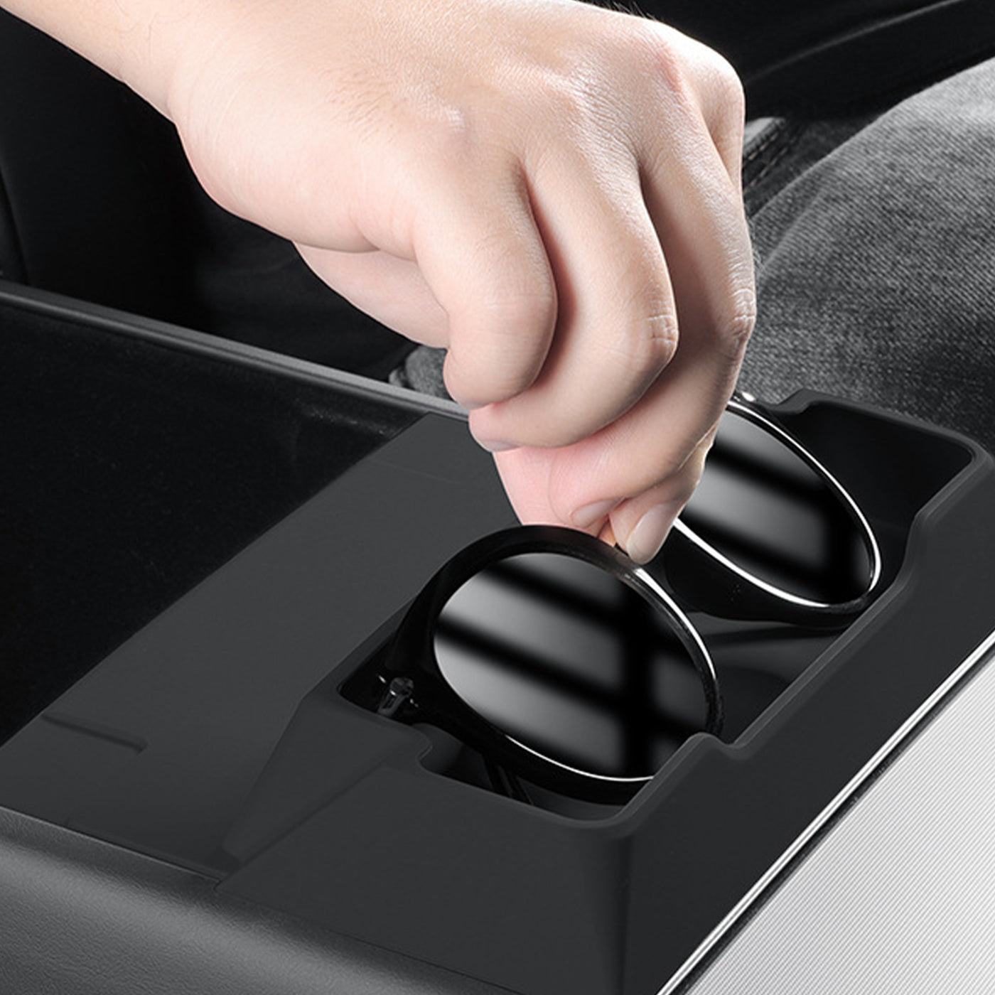 TAPTES® Center Console Glasses Holder Tray for 2025 New Tesla Model Y Juniper/2024-2025 Model 3 Highland