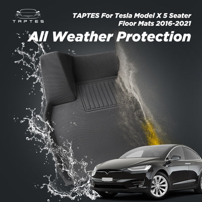 TAPTES® Floor Mats for Tesla Model X 5-Seater 2016-2021, All-Weather XPE Floor Mats for Model X 5-Seater 2016-2021, 3PCS Set