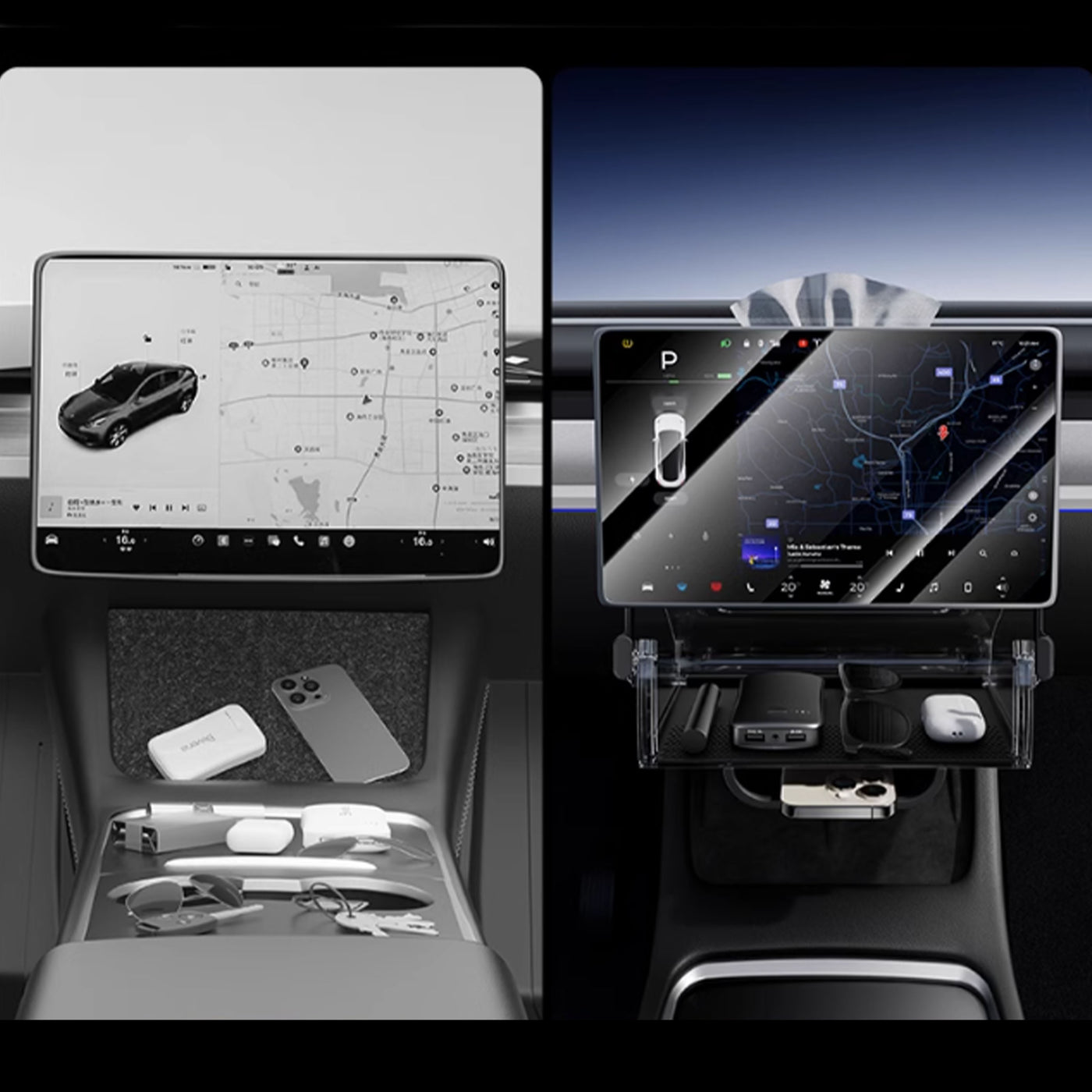 TAPTES® Storage Box Below the Center Console Screen for 2025 New Tesla Model Y Juniper