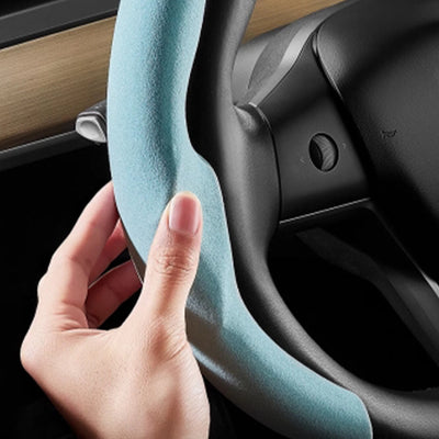 TAPTES® Suede Leather Steering Wheel Cover for 2024 2025 Tesla Model 3 Highland