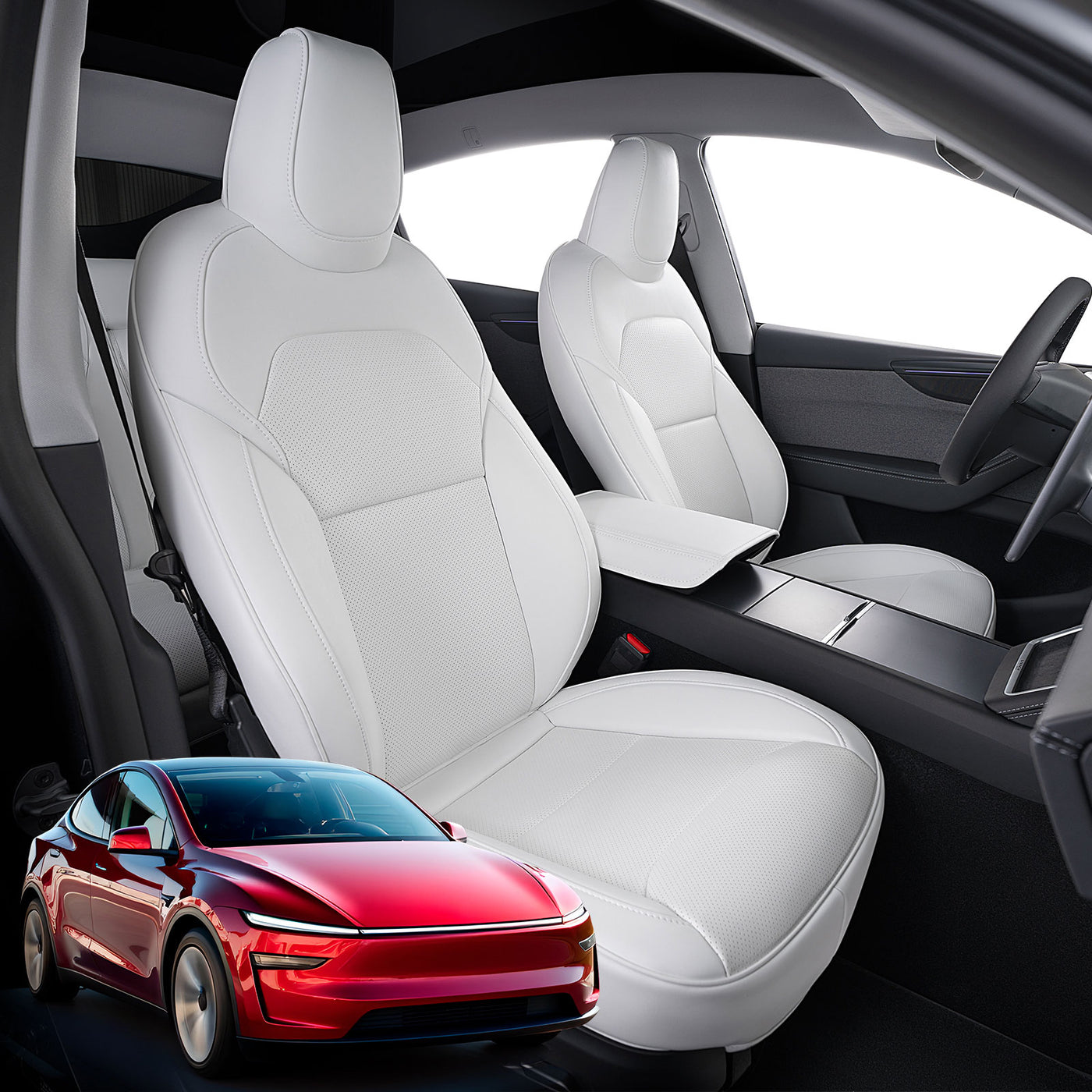 TAPTES® Custom Leather Seat Covers for 2025 2026 Tesla Model Y Juniper, Full Set Seat Covers for Tesla Model Y Juniper