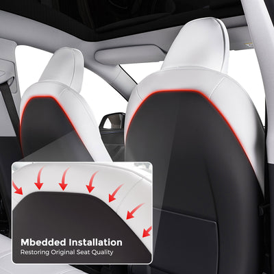 TAPTES® Custom Leather Seat Covers for 2025 2026 Tesla Model Y Juniper, Full Set Seat Covers for Tesla Model Y Juniper