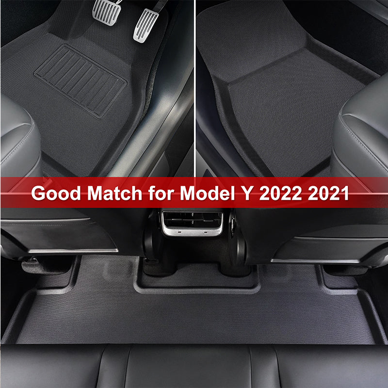 TAPTES Right-Hand Drive Floor Mats for 2021-2023 2024 Tesla Model Y, Rear & Front Trunk Mats