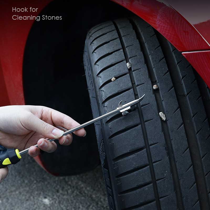 TAPTES® Tires Pebble Cleanup Tool for Tesla Model 3/Y/S/X/Cybertruck, Clear Tires Stone Hook