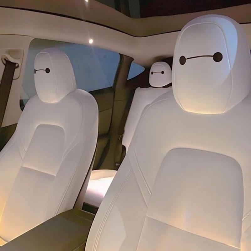 TAPTES® Baymax Headrest Stickers for Tesla Model S / 3 / X / Y, Set of 4, Decoration Sticker