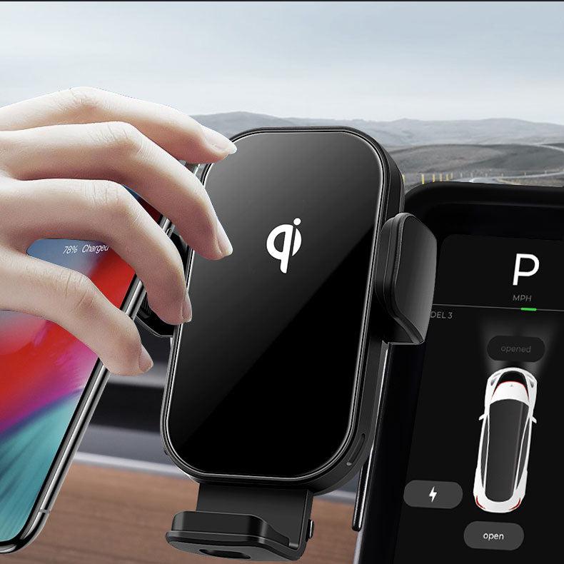 TAPTES Cell Phone Holder with Wireless Charging & Storage Organizer for Tesla Model 3/Y 2021-2023 2024