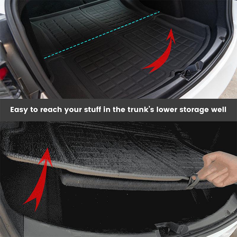 TAPTES Front & Rear Trunk Mat for Tesla Model 3 2017 2018 2019 2020 2021 2022 2023, Tesla Model 3 Cargo Mats